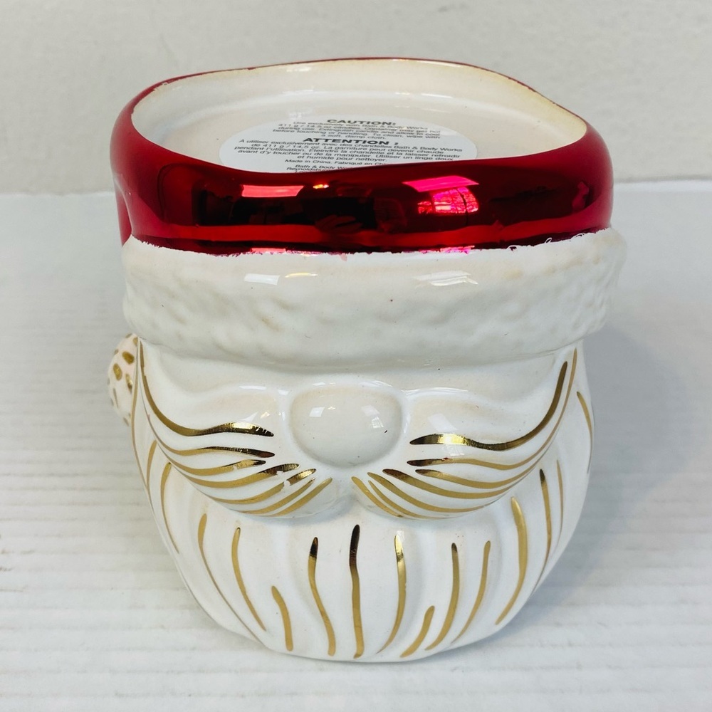 Bath & Body Works Ceramic Santa Head 3 Wick Candle Holder 5.5” x 5.5”